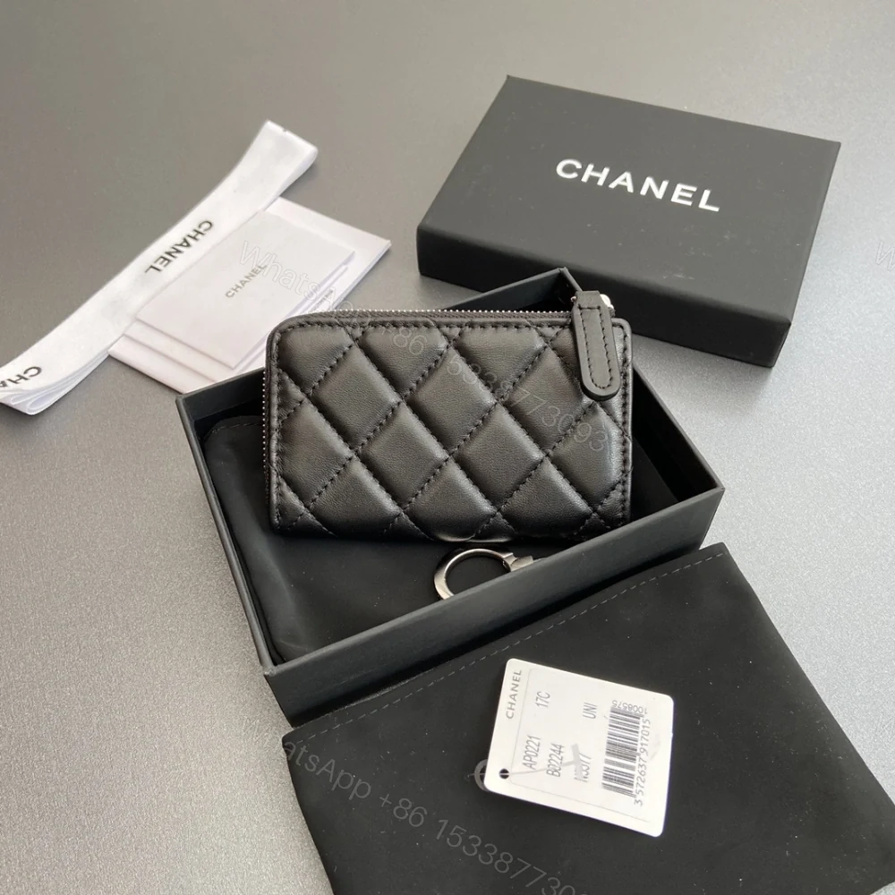 View 2 of 高仿Chanel*AP0222零錢包黑色小羊皮銀扣免檢版