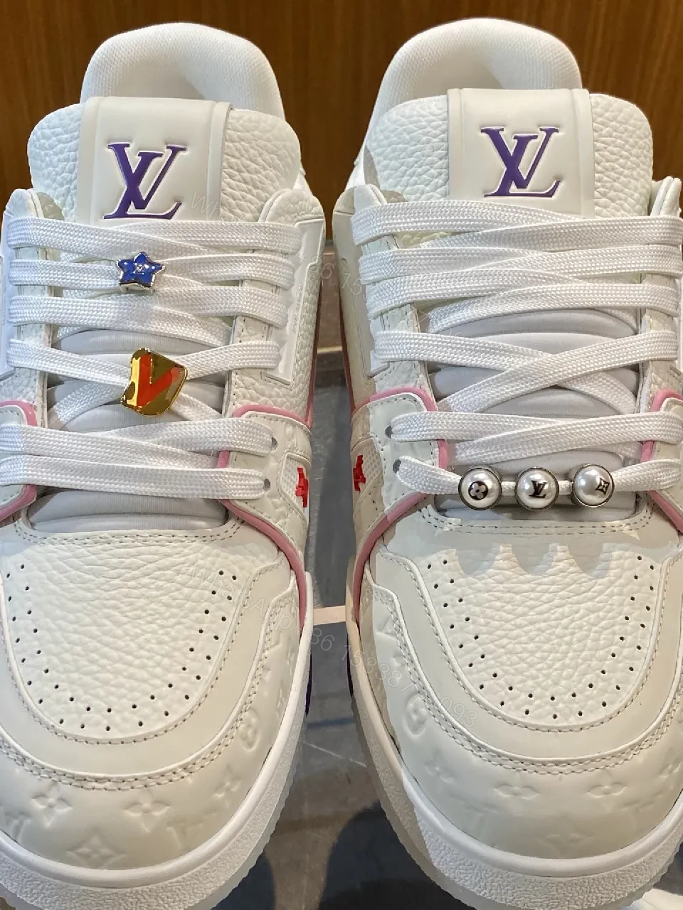 View 5 of White Lux Chic Sneakers: Perforated Upper, Designer-Accent