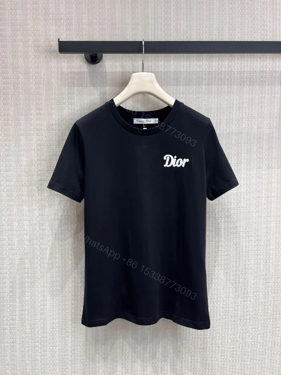 View 7 of Black Cotton T-Shirt Dior Logo, Classic Fit, Short Sleeve Tee