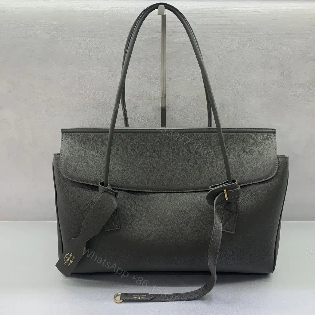 View 7 of Pebble Leather Tote: Structured Minimalist Luxury, 14" Laptop