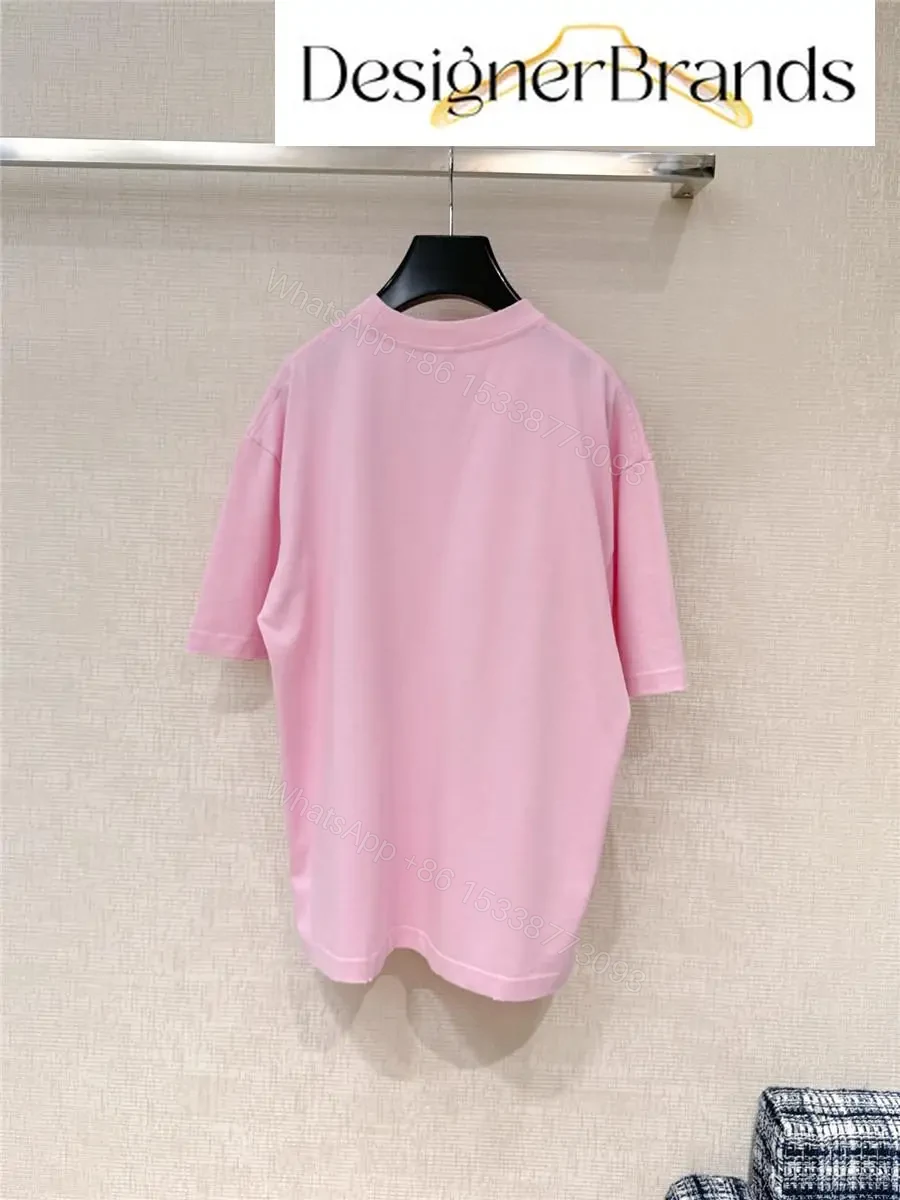 View 7 of Soft Pink Monogram Tee - Luxe Cotton Blend, Casual Couture