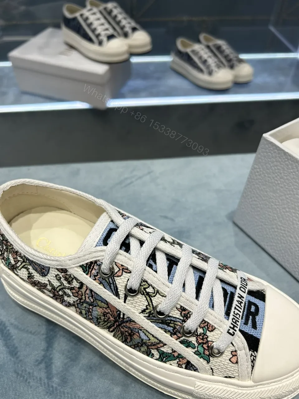 View 8 of Street-Chic Dior-Print Low-Top Sneakers