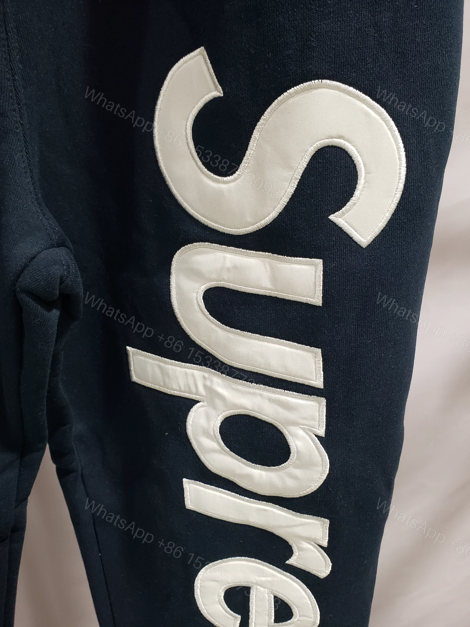 View 3 of Supreme Satin Applique Sweatpant Navy Blue