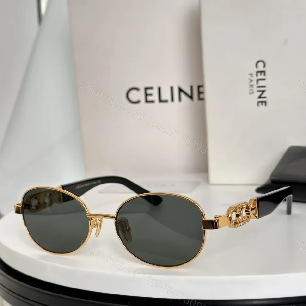 View 9 of Gold-Tone Round Sunglasses with Luxe Detailing