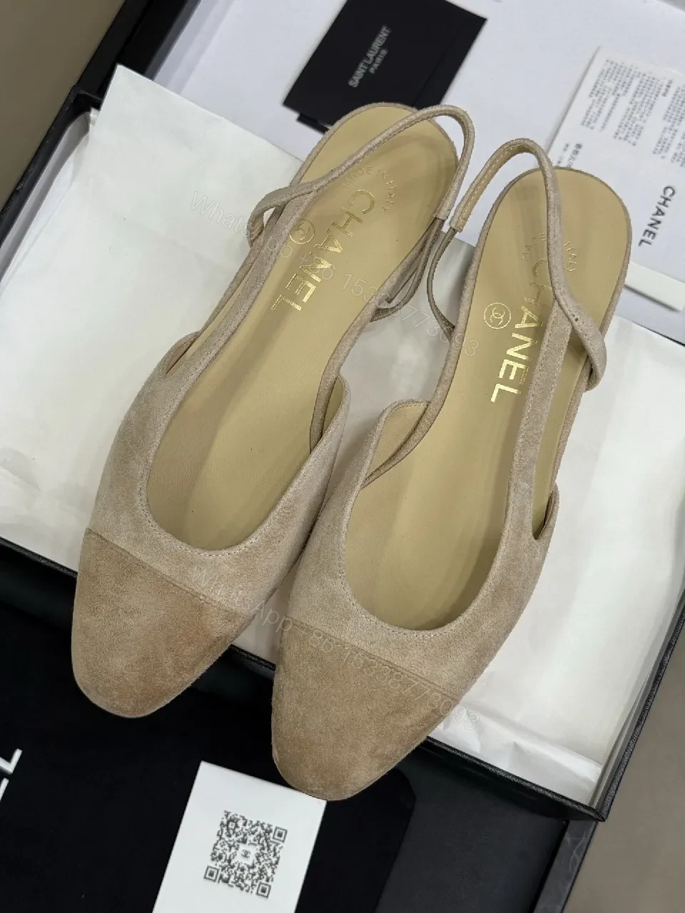 View 3 of Neutral Suede Slingback Flats: Elegant All-Day Comfort