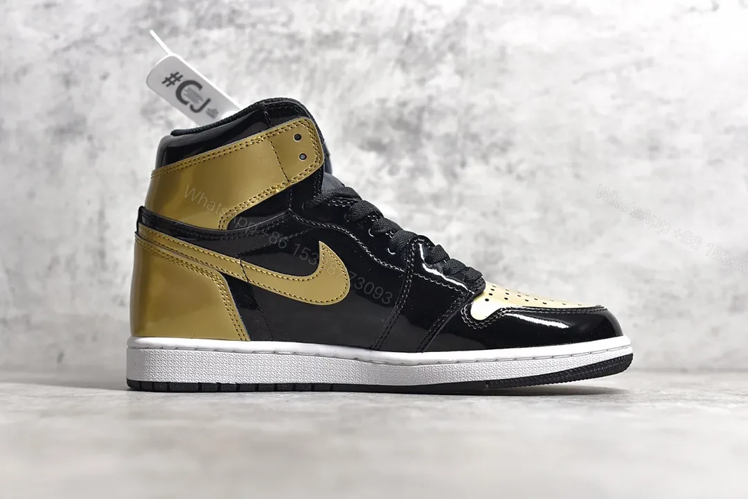 View 5 of Air Jordan 1 High Nrg Patent Gold Toe Reps
