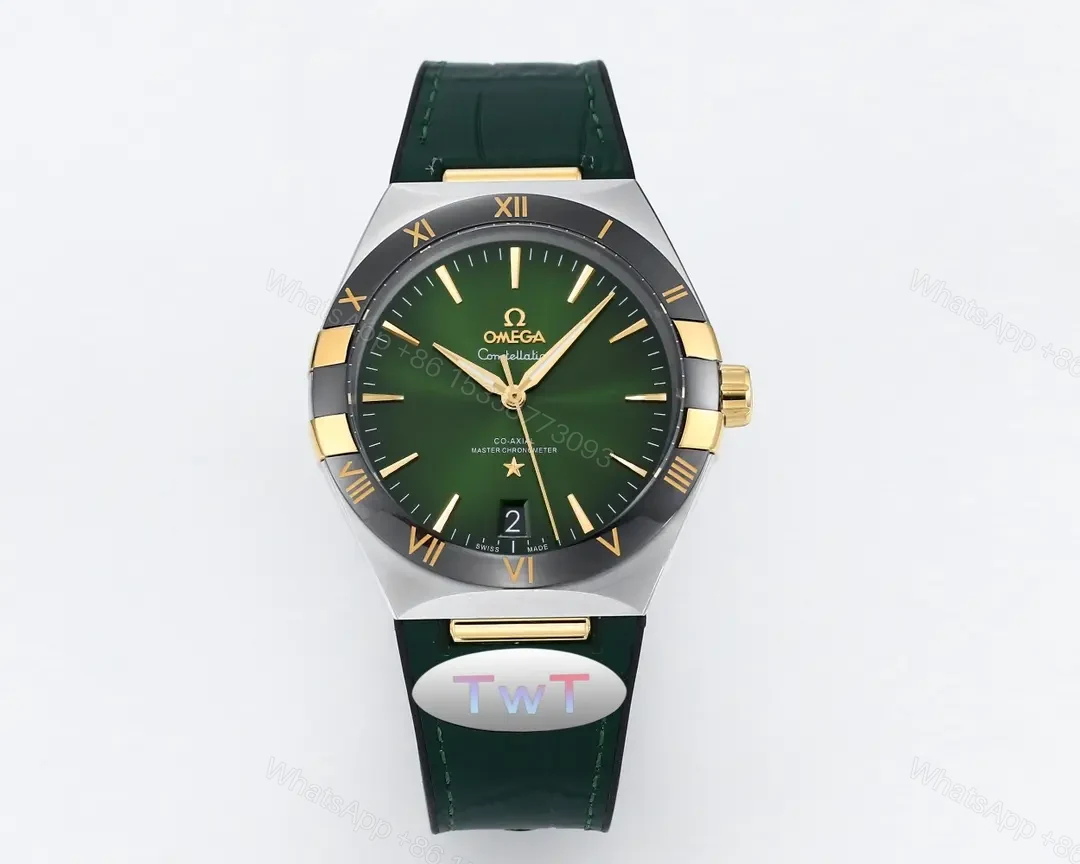 Omega Constellation Meteorite Series 5th Generation Watch 41MM Green Dial with Gold Numerals Stainless Steel and Ceramic Case Green Leather Strap — view 1