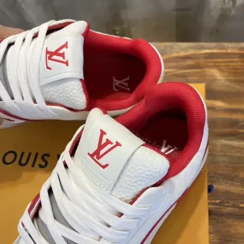 View 6 of LOUIS VUITTON LV TRAINER SNEAKERS IN WHITE AND RED – LSVT354
