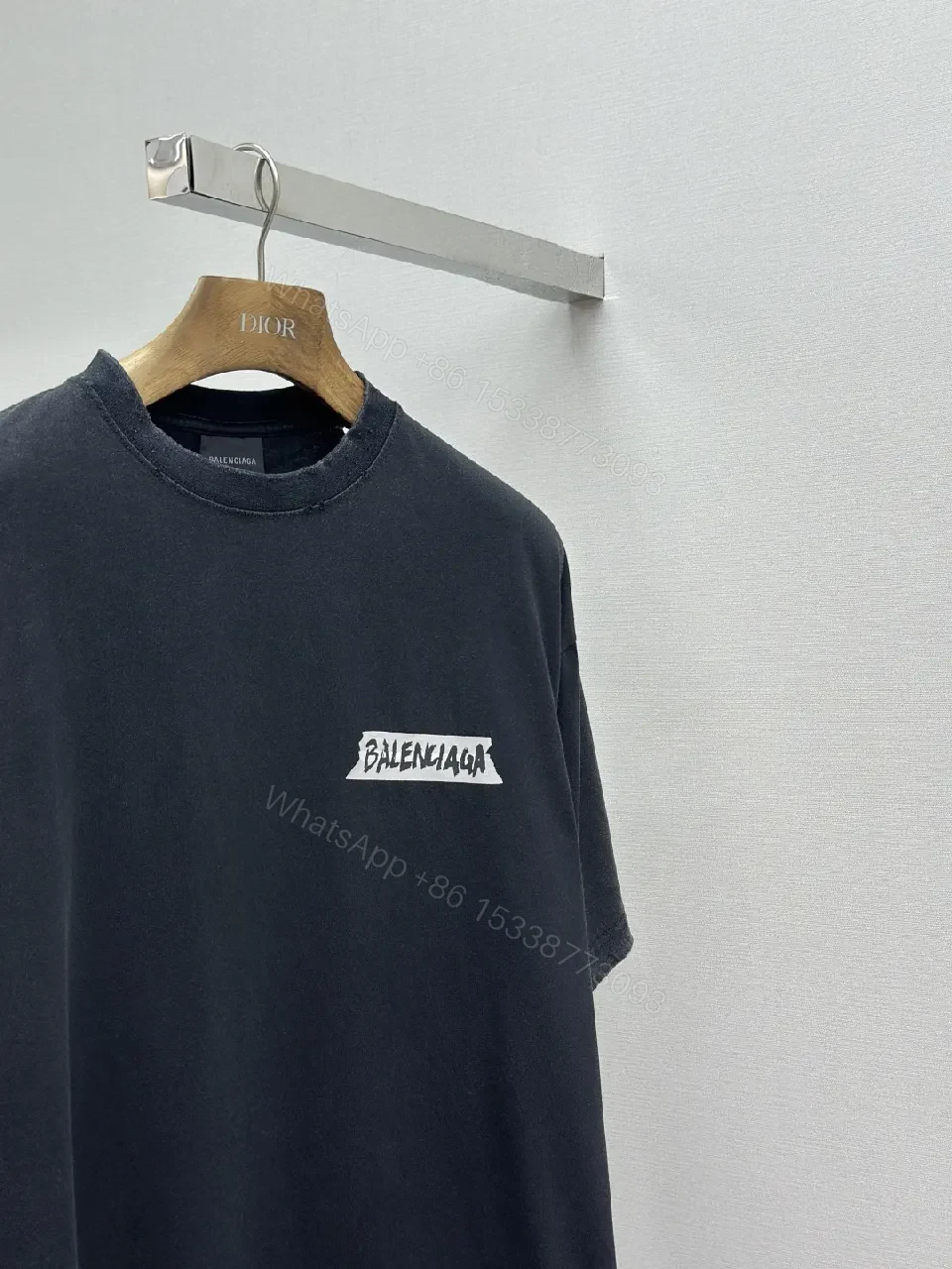 View 8 of Black Cotton Tee Patch Edge Minimalist Logo Tee