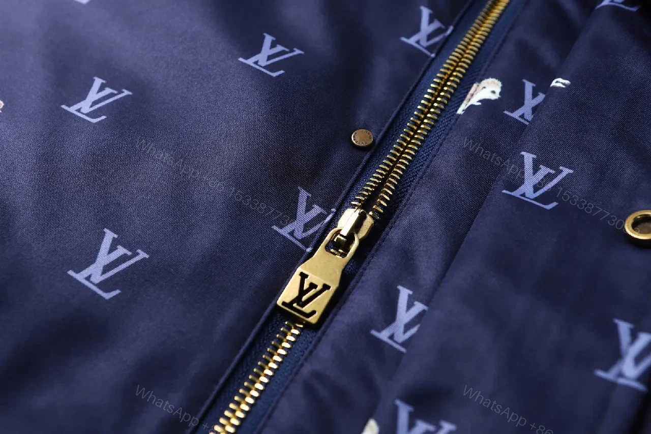 View 4 of Navy Print Coach Jacket: Monogram & Animal Motifs, Water-Repellent, Unisex