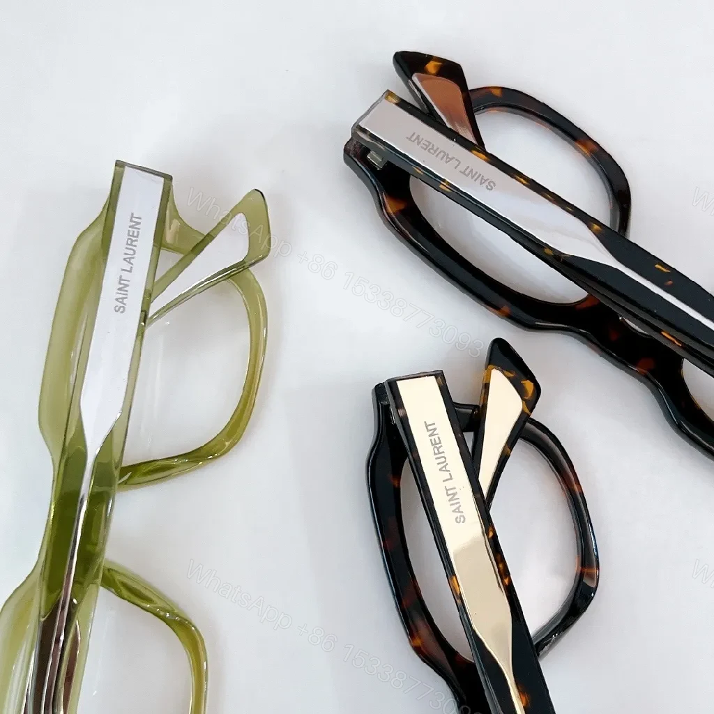 View 8 of Taupe Transparent Frames with Luxe Saint Laurent Accent