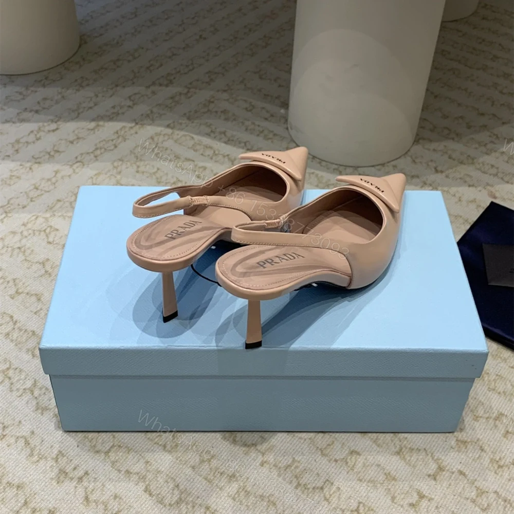 View 5 of 高仿Prada*1I901N露跟印花徽標高跟鞋7.5CM膚色免檢版