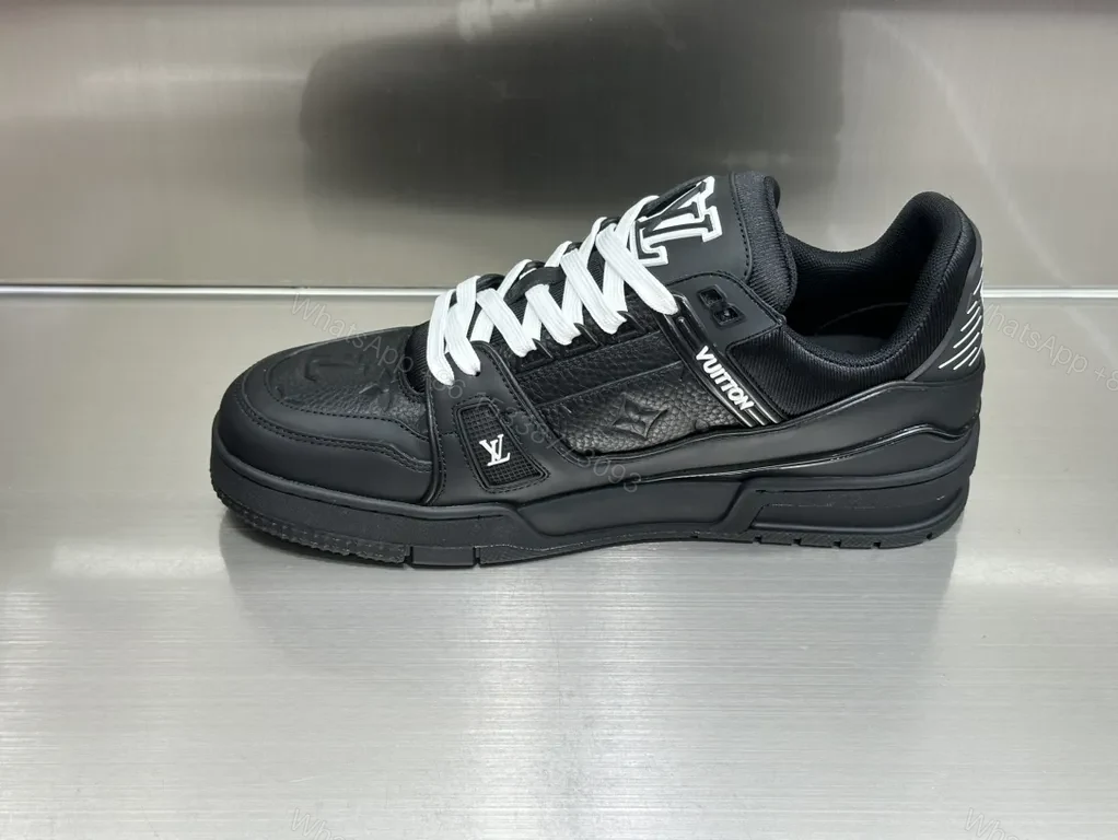 View 6 of Bold Leather Sneaker: Monogram-Texture City Style Shoes