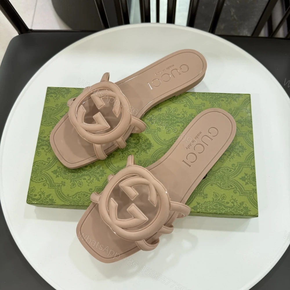 View 6 of GUCCI WOMEN’S INTERLOCKING G SLIDE SANDAL LIGHT BEIGE 780307 J8700 2526