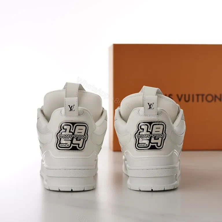 View 9 of White Leather & Mesh Luxury Sneaker: Subtle LV Star Accent