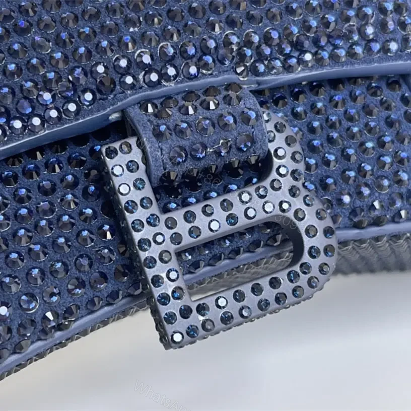 View 13 of 高仿Balenciaga*Hourglass系列沙漏包滿鑽深藍色XS