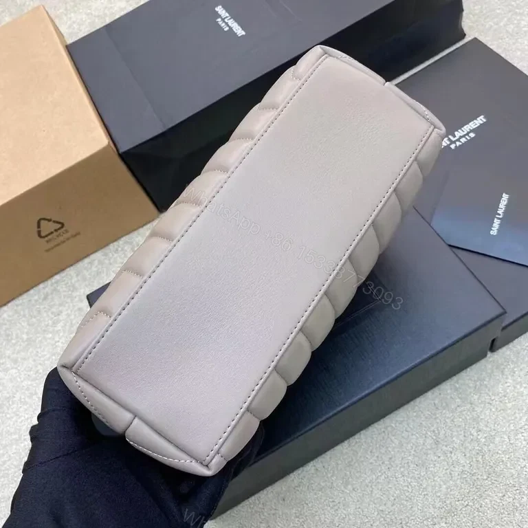 View 2 of Soft Taupe Quilted Saint Laurent Shoulder Bag: Everyday Luxe