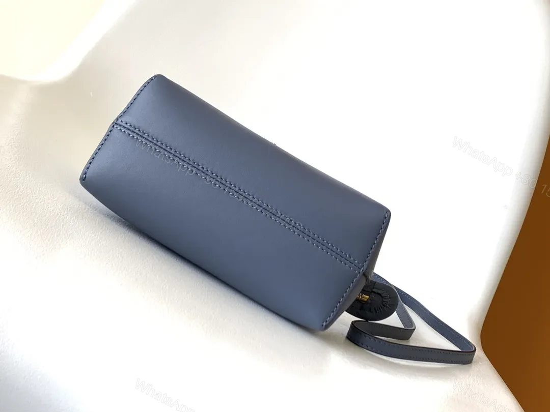 View 8 of Slate-Blue Tortoise-Accent Mini Bag — Luxe, Logo-Detail Crossbody