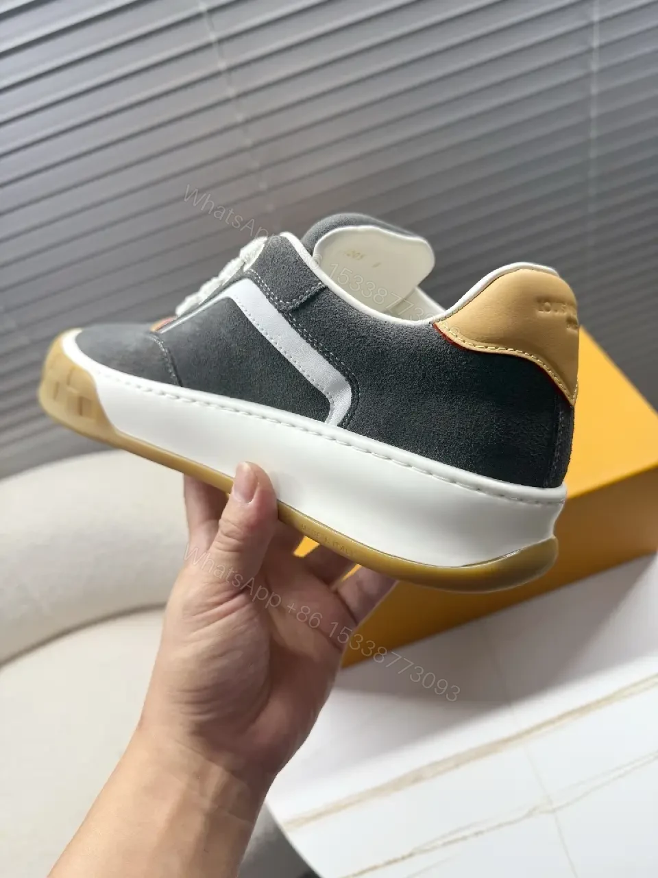 View 4 of Chunky Suede Street-Chic Sneakers: Bold Monogram Detail