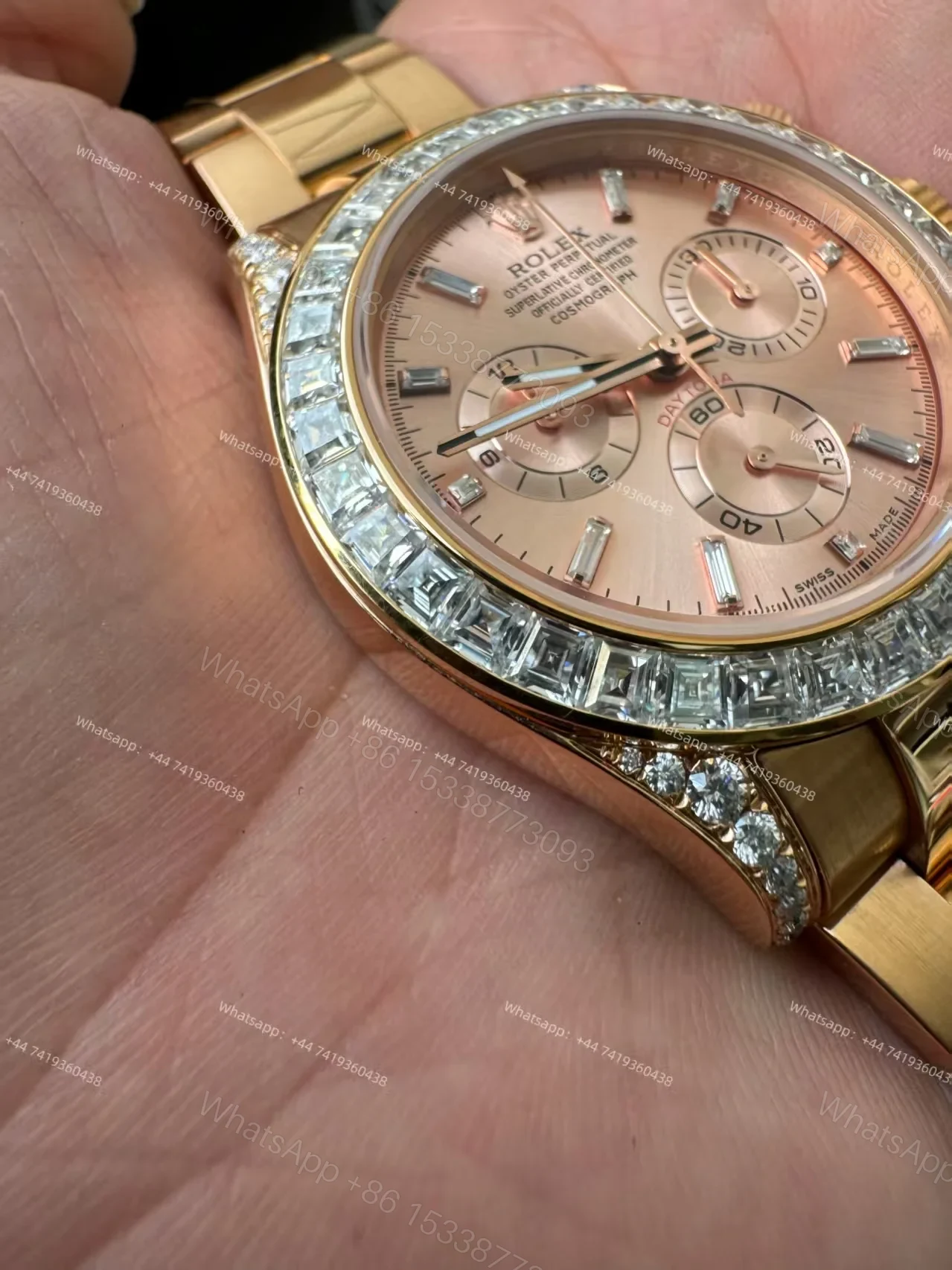 View 6 of Rolex Super Clone Daytona 126595TBR 1:1 Replica Watch – 18K Rose Gold Diamond Beze 4131 movement
