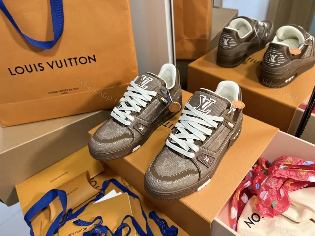 Brown Leather-Trim Sneaker: Modern Luxury Comfort Footwear — view 1