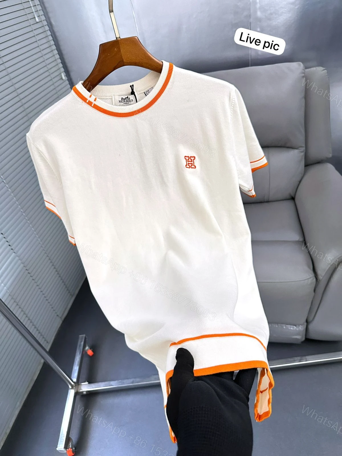 View 7 of FIRST COPY HERMES DESIGNER KNITTED ROUND NECK SUMMER T-SHIRT