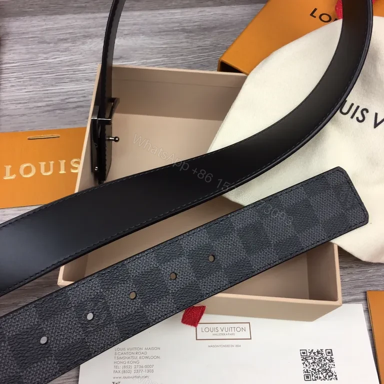 View 9 of Damier Graphite LV Belt: Luxury Black, Signature Buckle, Everyday Style
