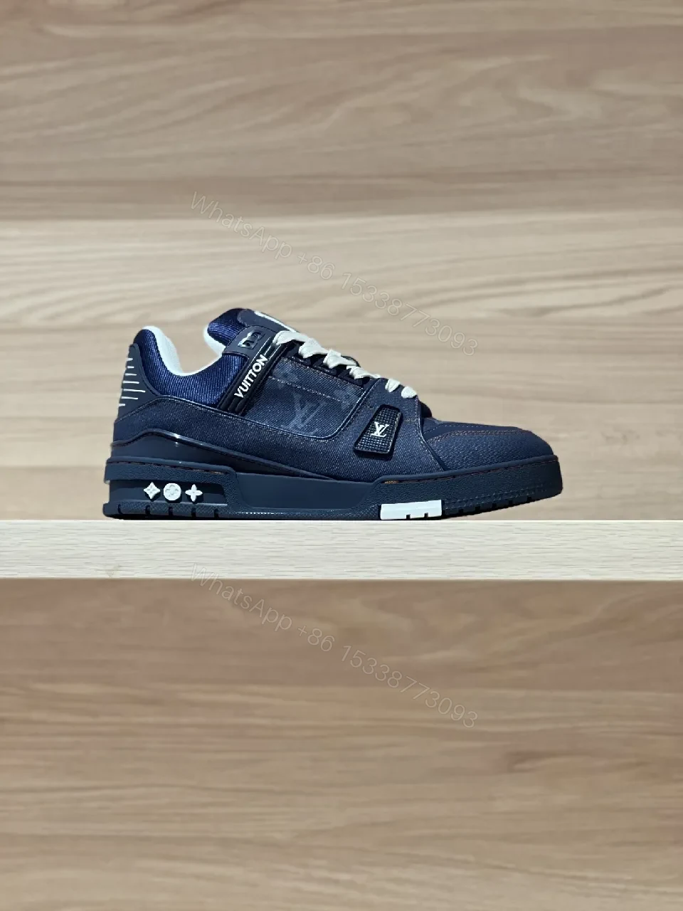 View 7 of Dark Denim-Effect Luxe High-Tops with Signature Hardware