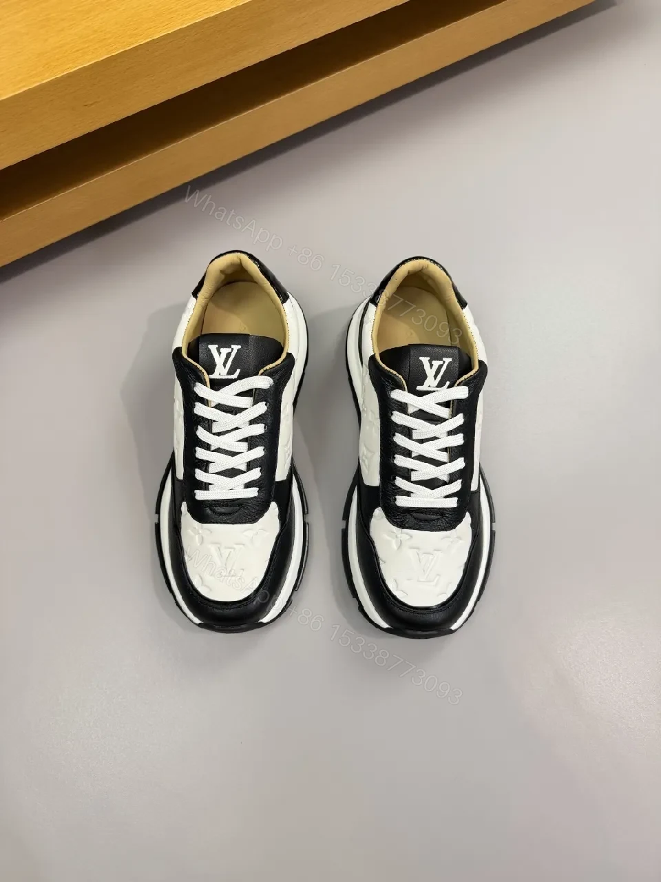 View 5 of Monogram Texture Sneakers: All‐Day Comfort, Black/White Style