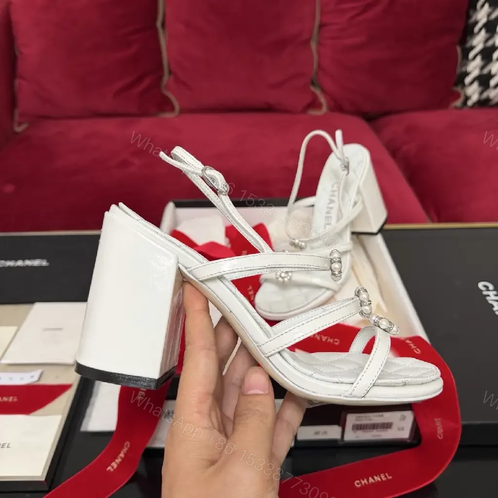 View 3 of White Crystal-Embellished Sandals | Leather, Cushioned Comfort, All-Day Style