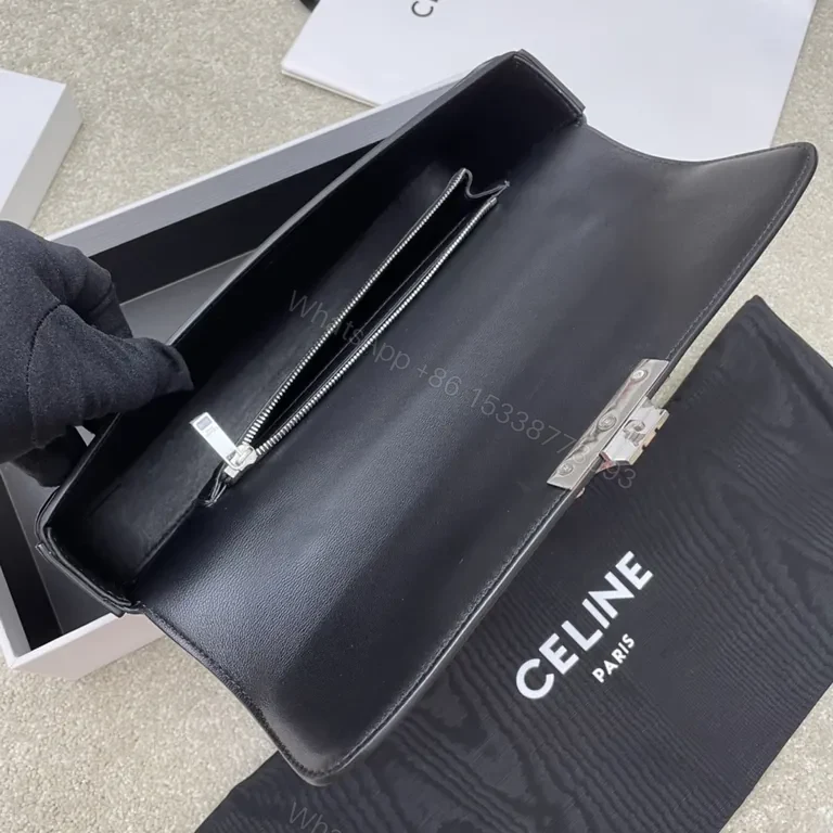 View 8 of Compact Luxe Crossbody Wallet Clutch - CELINE Leather