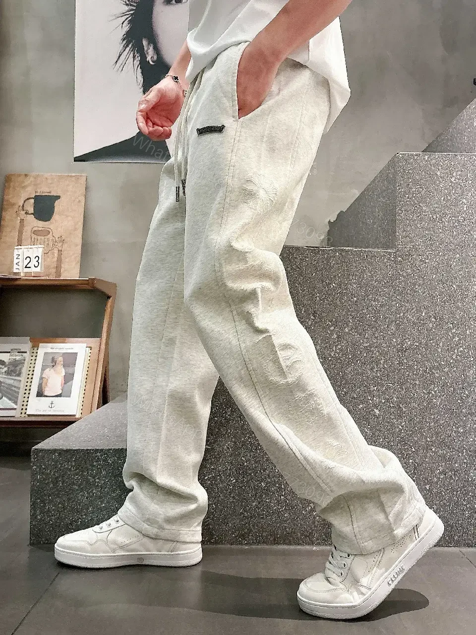 View 9 of Light Gray Heathered Joggers – Relaxed Streetwear, Drawstring Waist