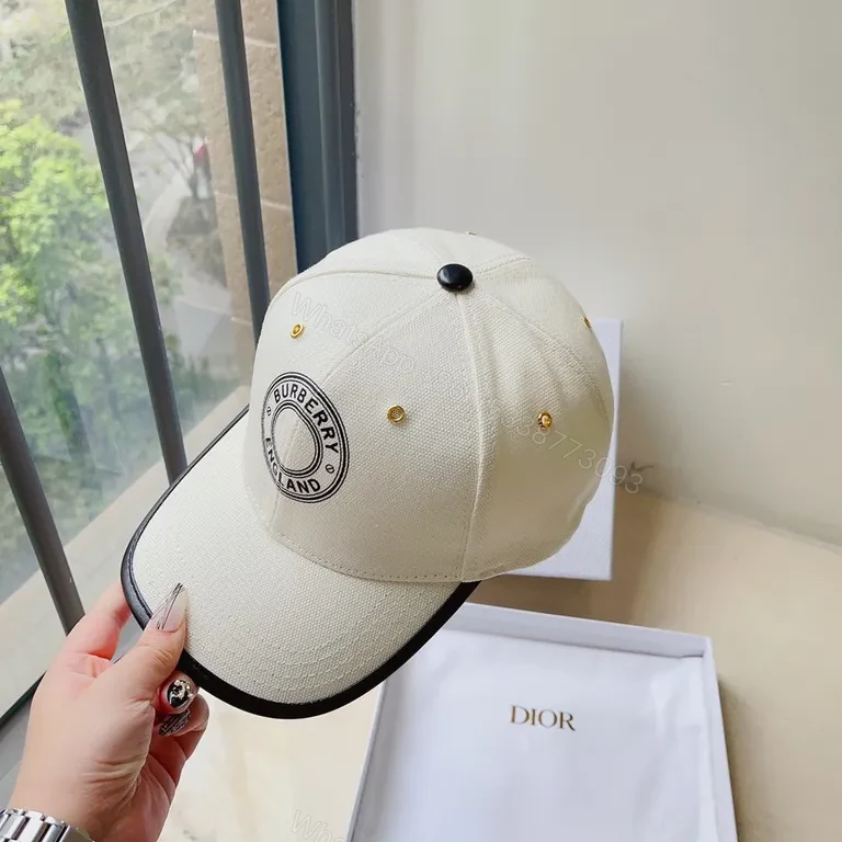View 4 of Cream Burberry-Inspired Cap: Premium Cotton, Subtle Shine, Unisex