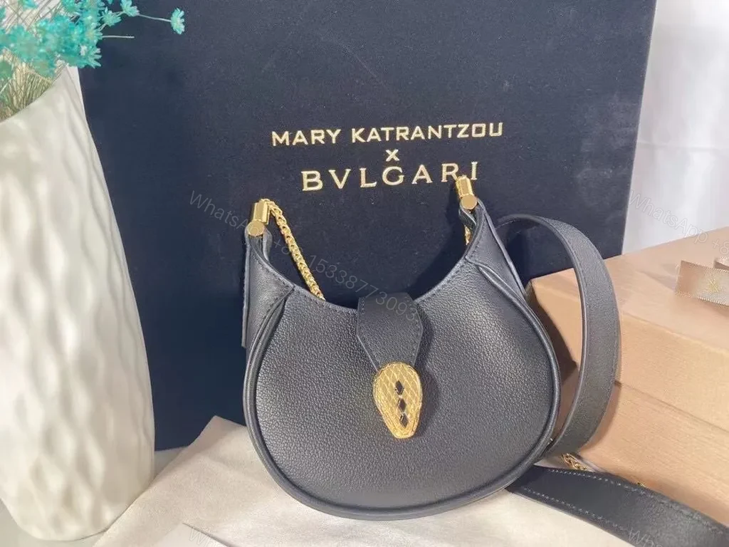 Black Calfskin Crescent Crossbody: Mary Katrantzou × BVLGARI Luxury — view 1