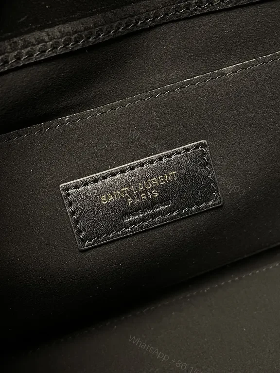 View 4 of Quilted Calfskin Bag with Gold YSL Emblem: Compact Luxury