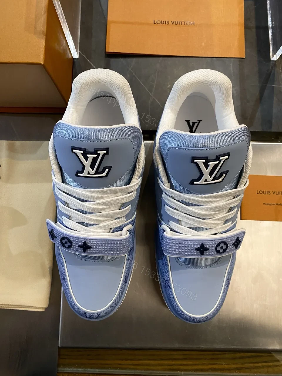 View 8 of Denim Luxe High-Tops: City-Ready Monogram Detail Sneakers