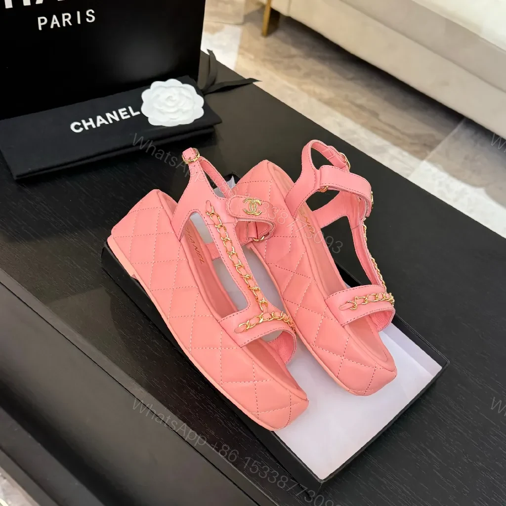 View 5 of Pretty in Pink Sandals: Leather, Gold-Hardware Chic Flats