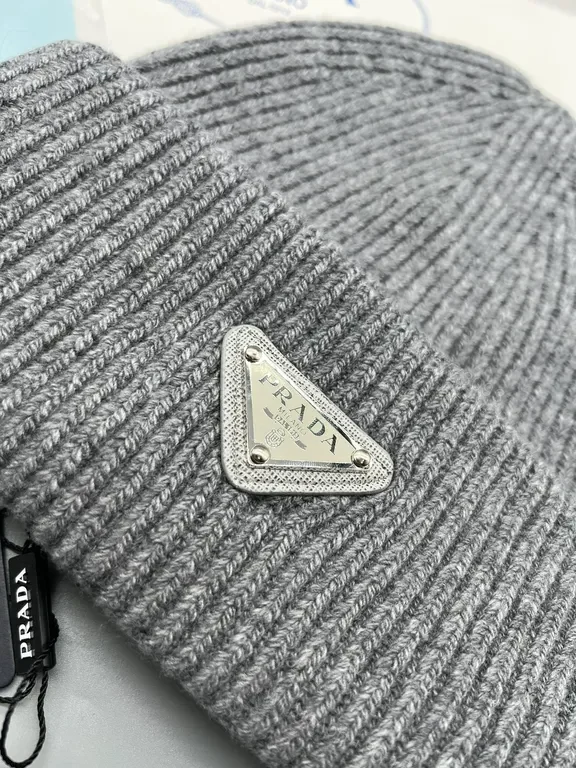 View 2 of Bold Red Prada Knit Beanie: Warm, Luxury Craft, Unisex Style