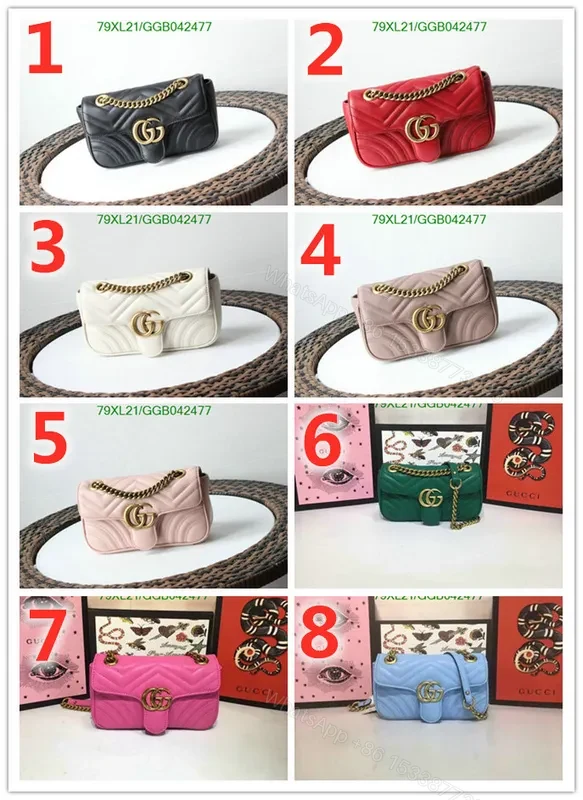 View 2 of Mini Gucci GG Marmont Bag in Red Matelassé Leather 768543