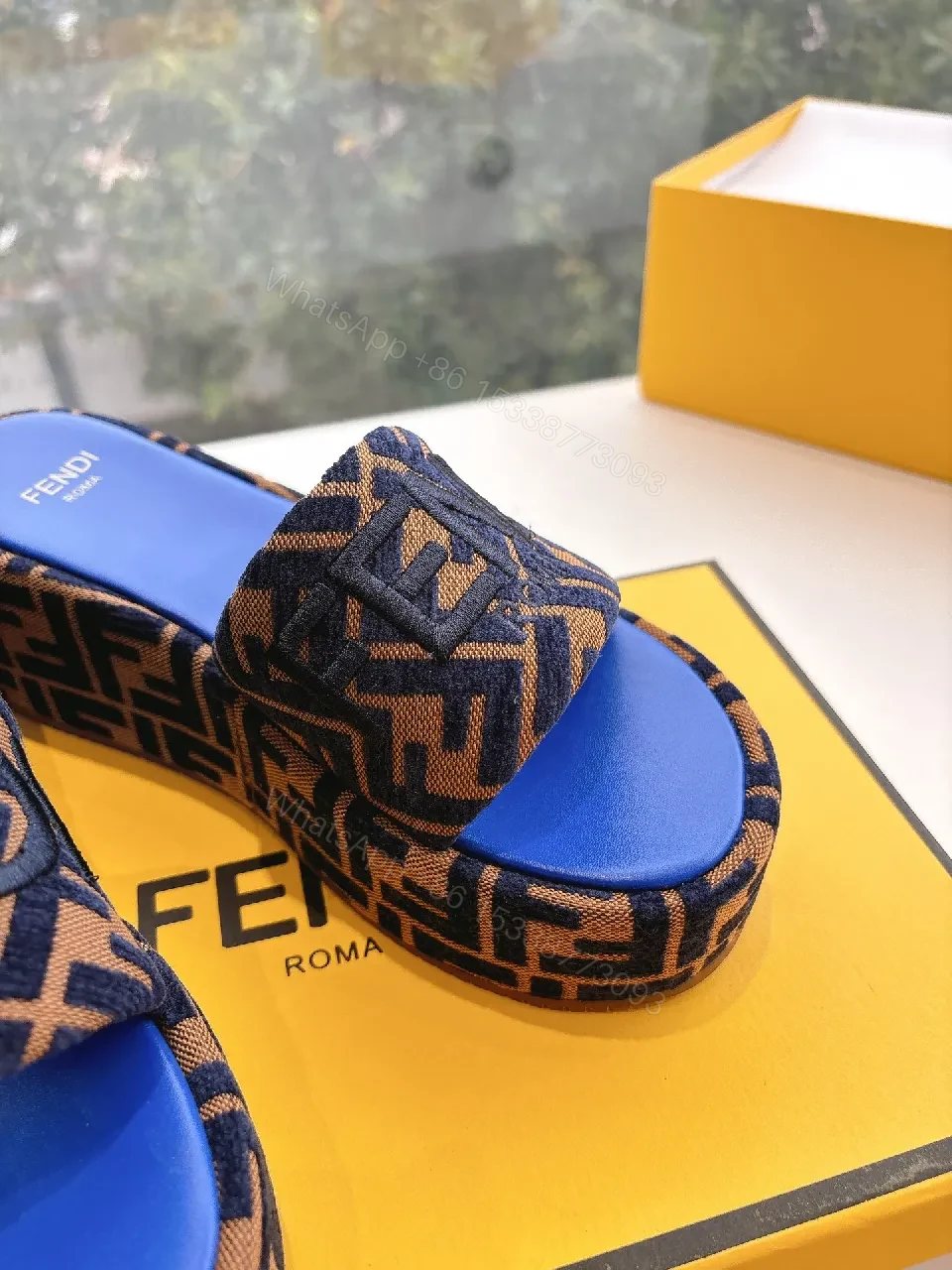 View 5 of Bold Monogram Slides: Couture Comfort Open-Heel Sliders