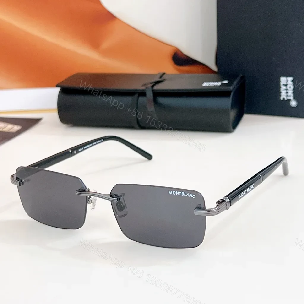 View 7 of Rimless Shield Sunglasses Gold Accents - Luxury Style Feature