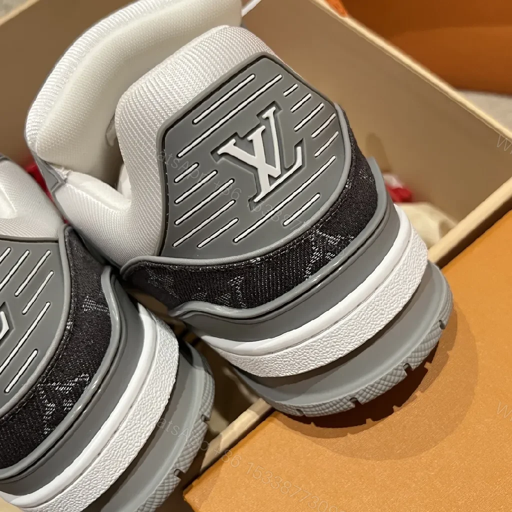View 3 of Two-Tone White & Black Leather Low-Top Sneaker with Luxury Details
