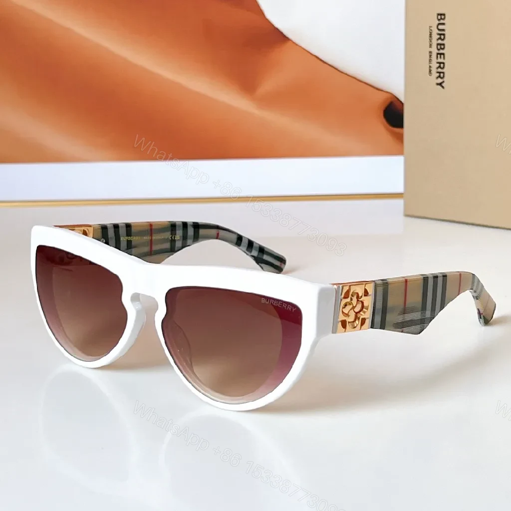 View 5 of Bold Acetate Cat-Eye Sunglasses: Signature Plaid Detailing