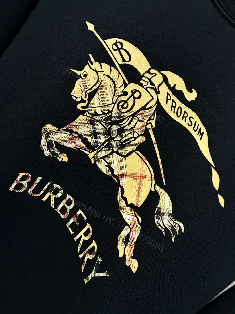 View 5 of Black Cotton Crewneck Sweatshirt with Metallic Crest Print, Modern Heritage, All‐Day Comfort