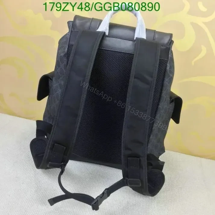 View 4 of Gucci GG Supreme Black Canvas & Leather Backpack GGB0808905 1:1