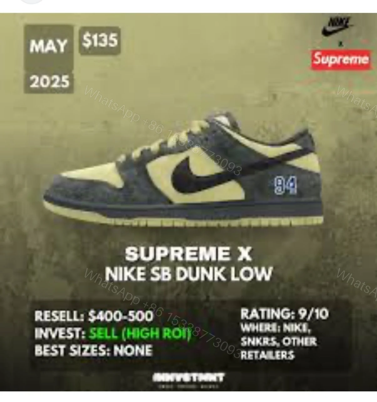 View 5 of First Copy Nike SB Dunk Supreme 94 Camper Green 2025