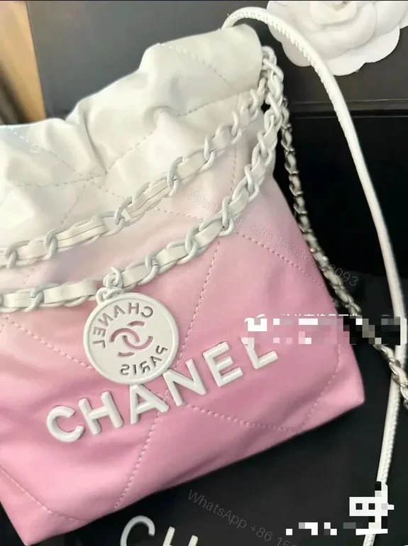 View 9 of Soft Gradient Quilted Bag with CHANEL Logo Chain Bag