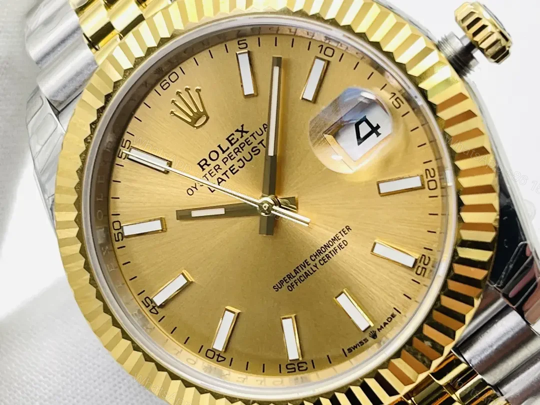 View 4 of Fake Rolex Datejust Yellow Gold Best Jubilee Bracelet 41MM 126333-0010