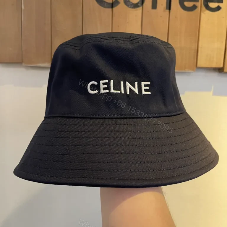 View 2 of Beige Canvas Bucket Hat - Subtle Celine Logo, Luxe Style