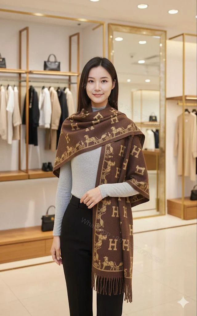 View 3 of First Copy Hermes Most Awaited Reversible Rabbit Fur Winter Stole